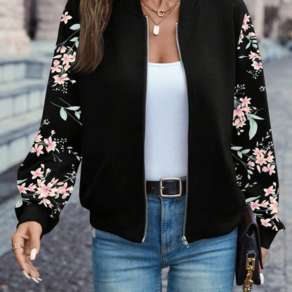 Floral Print Zip-Up Jacket - Montero Milan
