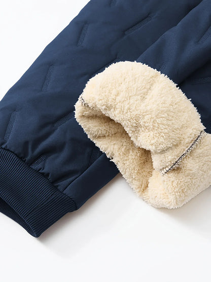 Men'S and Women'S Thickened Winter Jogger Pants with Plush Fleece Lining - Warm, Leak-Proof, Windproof, Adjustable Drawstring Waist, Zipper Pockets, Solid Color for Casual Home and Outdoor Use