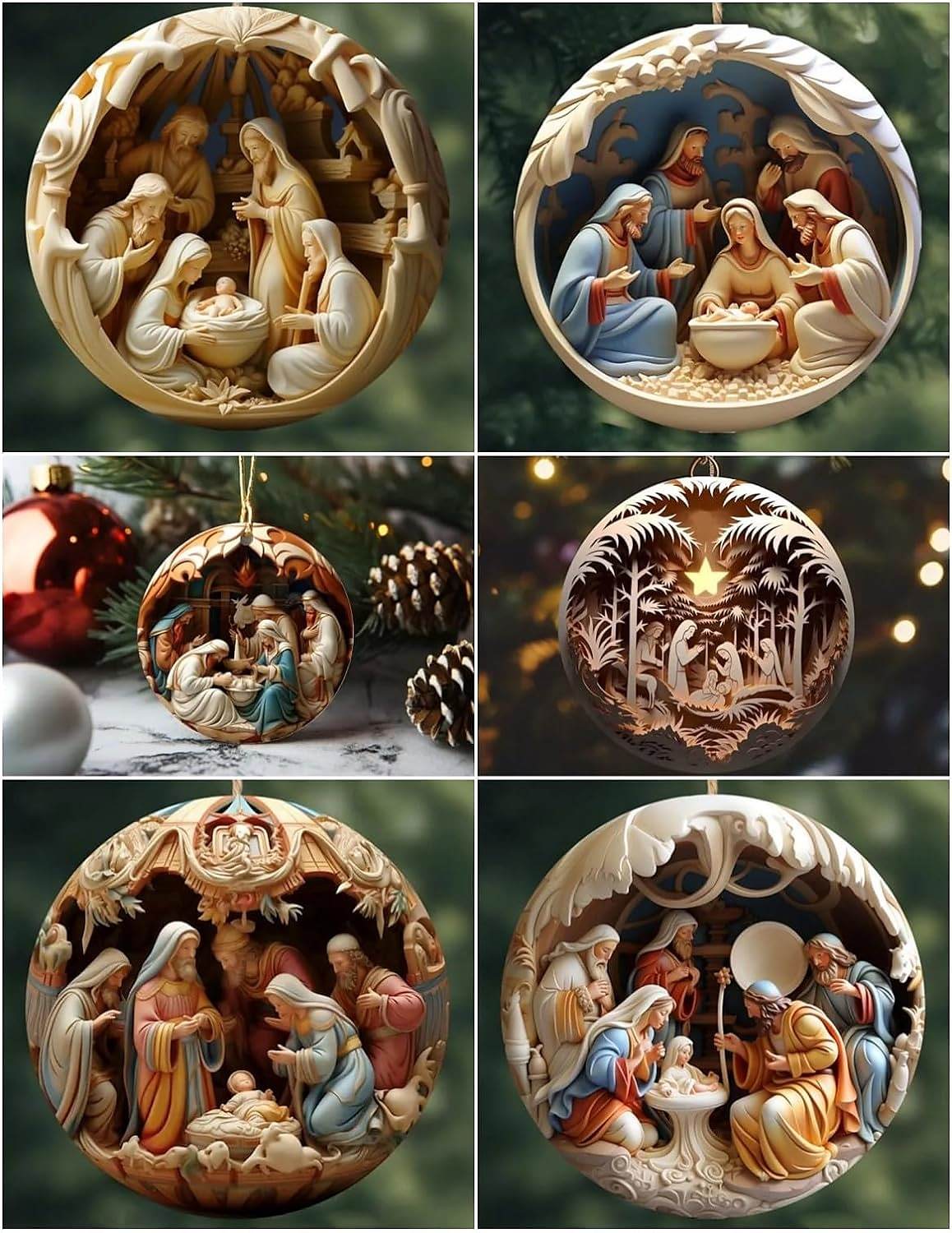 Classic Christmas Nativity Ornaments (1 / 6 / 12 PCs) - Montero Milan