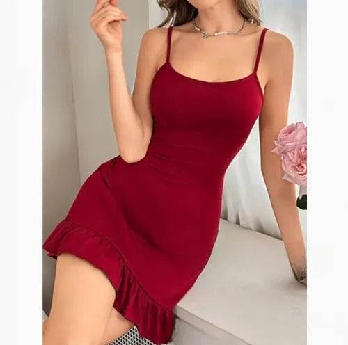 Heart Mesh Splice Ruffle Nightdress - Montero Milan