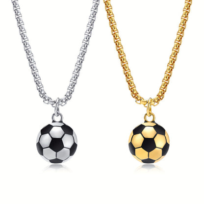 1pc Stainless Steel 3D Football Pendant Necklace For Boys Birthday Gift Commemorative Jewelry For Football Sports Fan