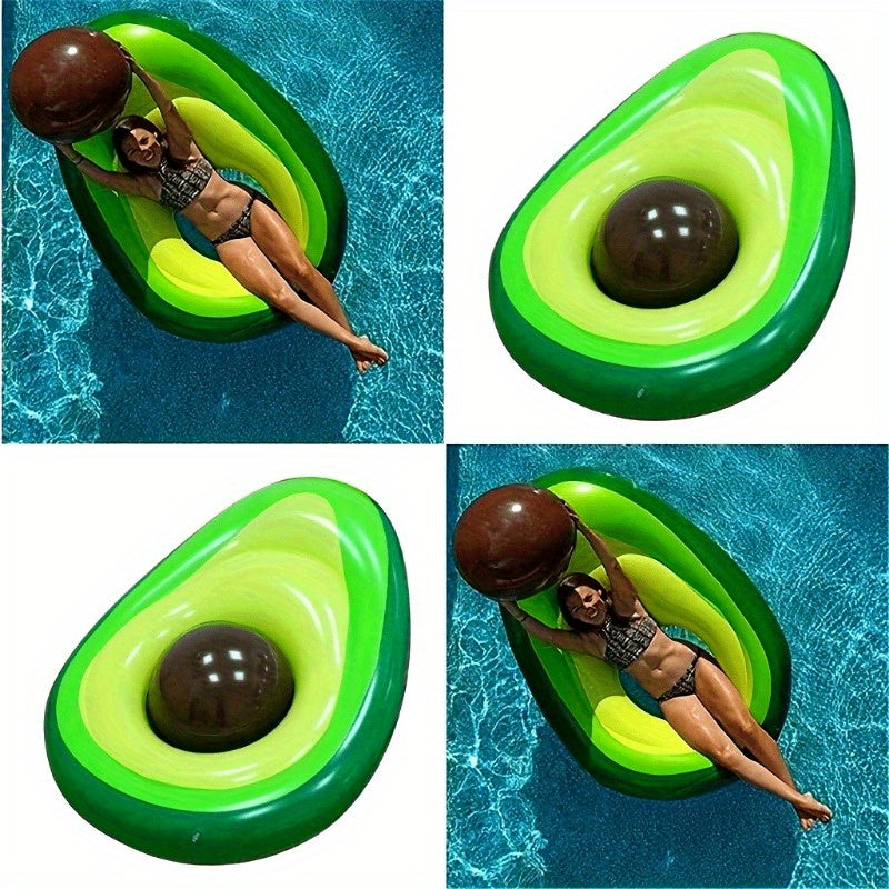 1pc Avocado Pool Float with Ball  Inflatable PVC Lounger for Adults Fun Swimming Party Accessory Vibrant Green  Brown Design Perfect for Pool Parties and Relaxation Pool Floats for Adults