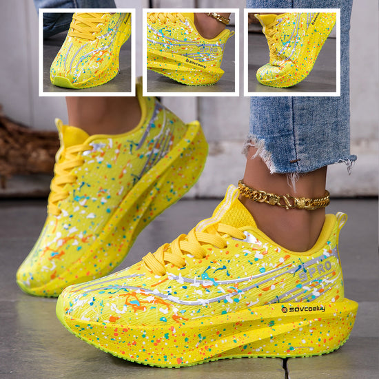 MINZHE YL Womens Carbon Board Technology Sneakers  Lightweight Breathable Running Shoes with Absorption Wide Width  Size Compatible Sneakers Suitable for Walking Training  Spring Summer Athletic Footwear