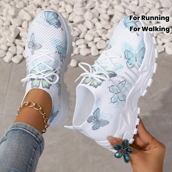 ZOSIVC Womens Breathable Mesh Sneakers with Butterfly Print LowTop LaceUp Round Toe Casual Shoes  Lightweight Platform Cushioned Sole for Running Walking  Casual Attire   Color Options Brands Product Line Women Shoes